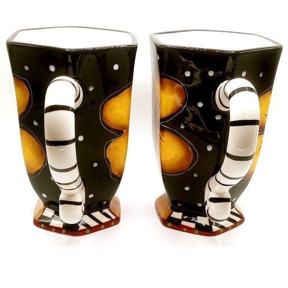 Studio Designworks Coffee Cups Set of 2 Ceramic Hand Painted Flower Mugs Set VTG - Picture 3 of 12